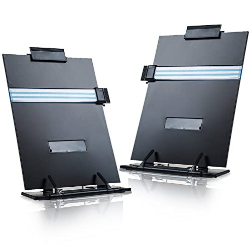 2 Pack Desktop Document Holder with Adjustable Clip and Line Guide Portable D...