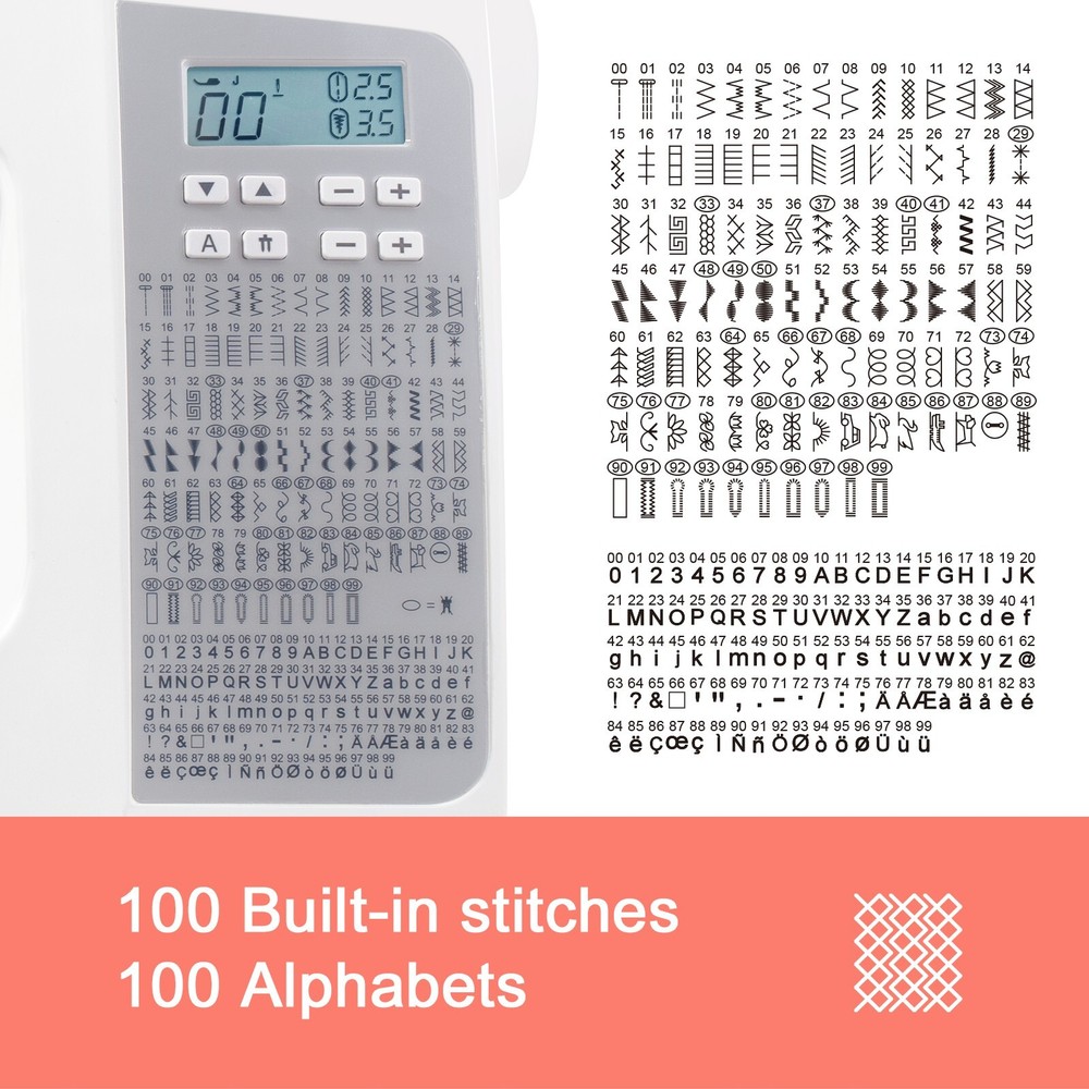 POOLIN Sewing Machine EOC2720 Computerized Wide Table 200 Built In Stitches.