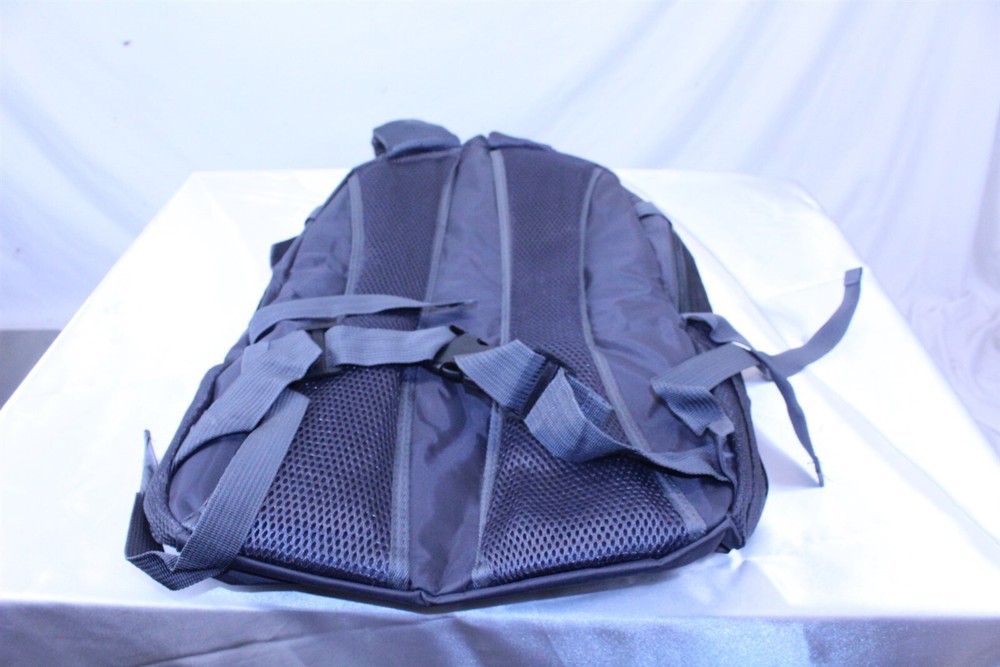 Backpack Multiple Pockets Adjustable Padded Straps Zip Close Grey Black
