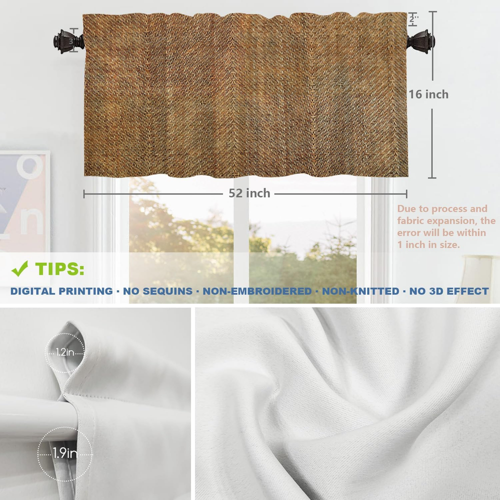 Wood Bamboo Rustic Kitchen Valances Half Window Curtain Weave Wood Pattern Textu