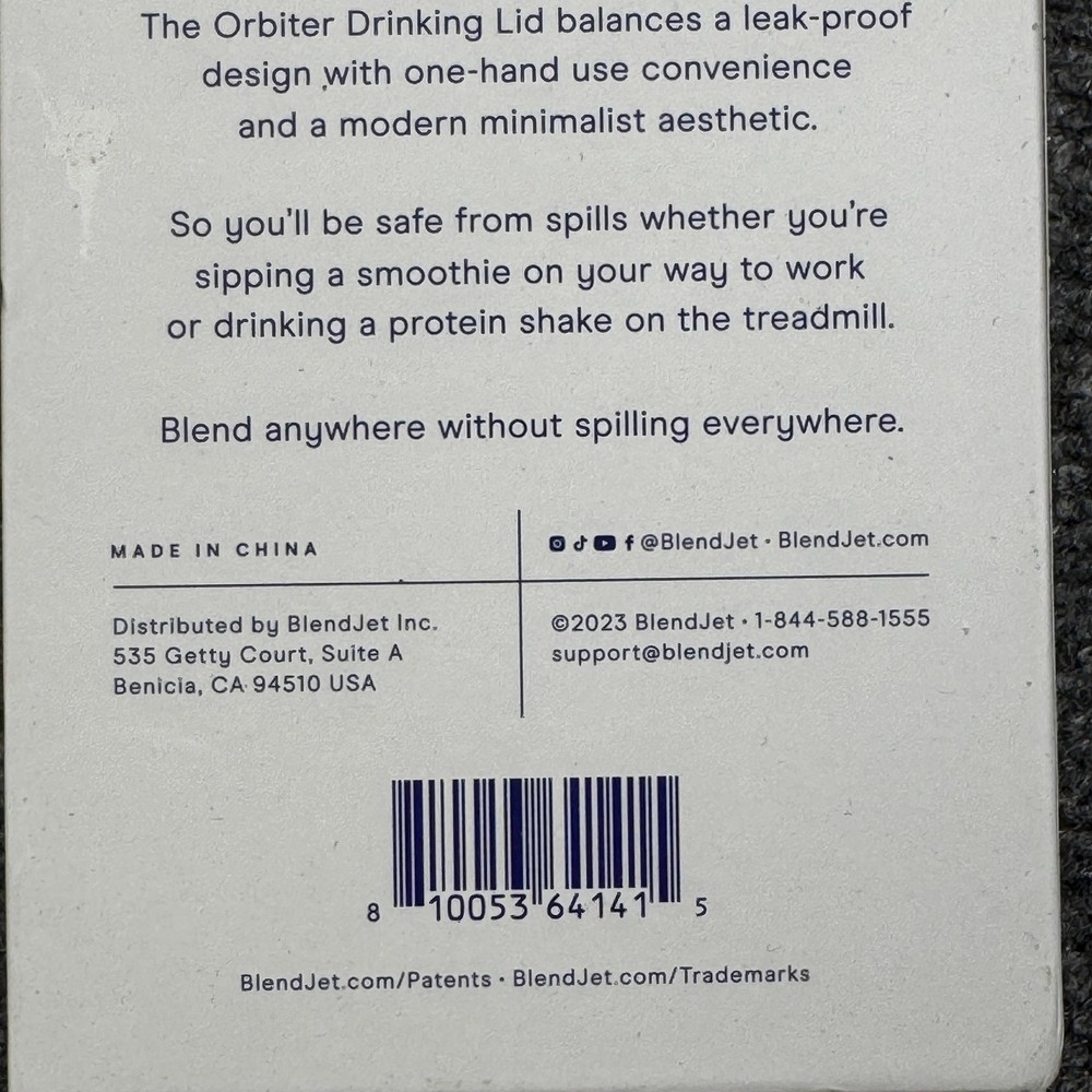 BlendJet Orbiter Drinking Lid Grey Leakproof Replacement Lid W/ Strap BlendJet 2