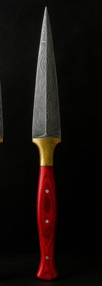 Custom Damascus double edged dagger boot knife Fixed Blade Needle Point Throwing