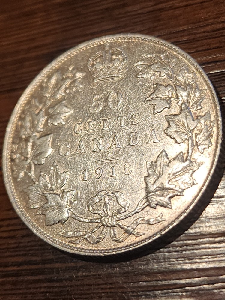 1918 Canada 50 Cents Silver Coin