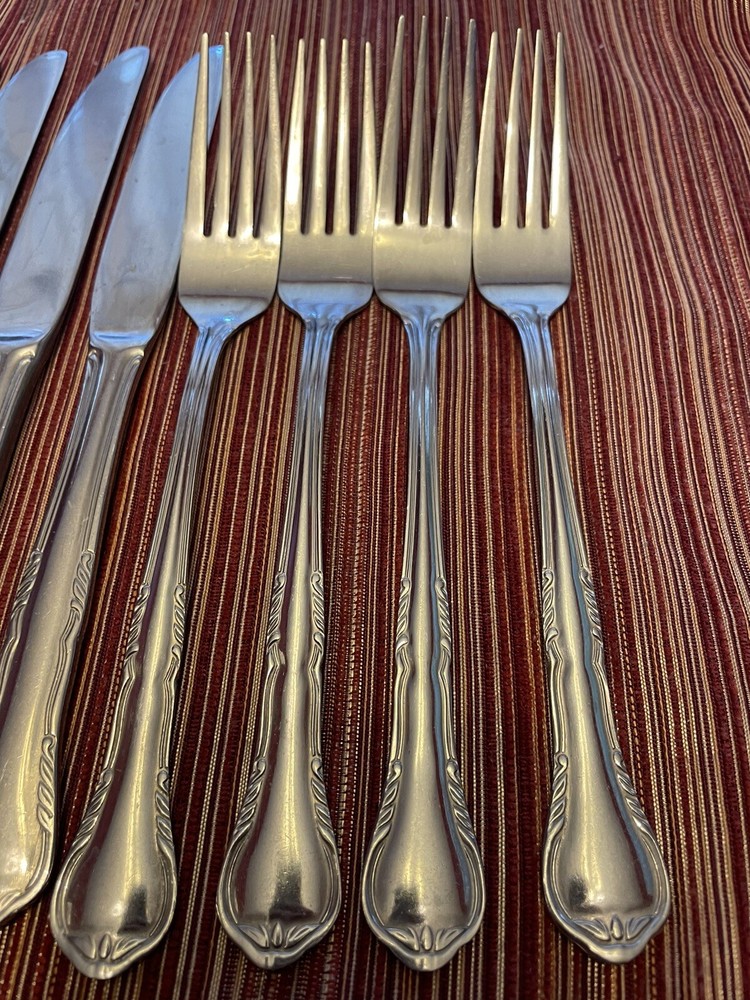 12 Pfaltzgraff PRESLEY Stainless Flatware Replacement Dinner Salad Forks Knives