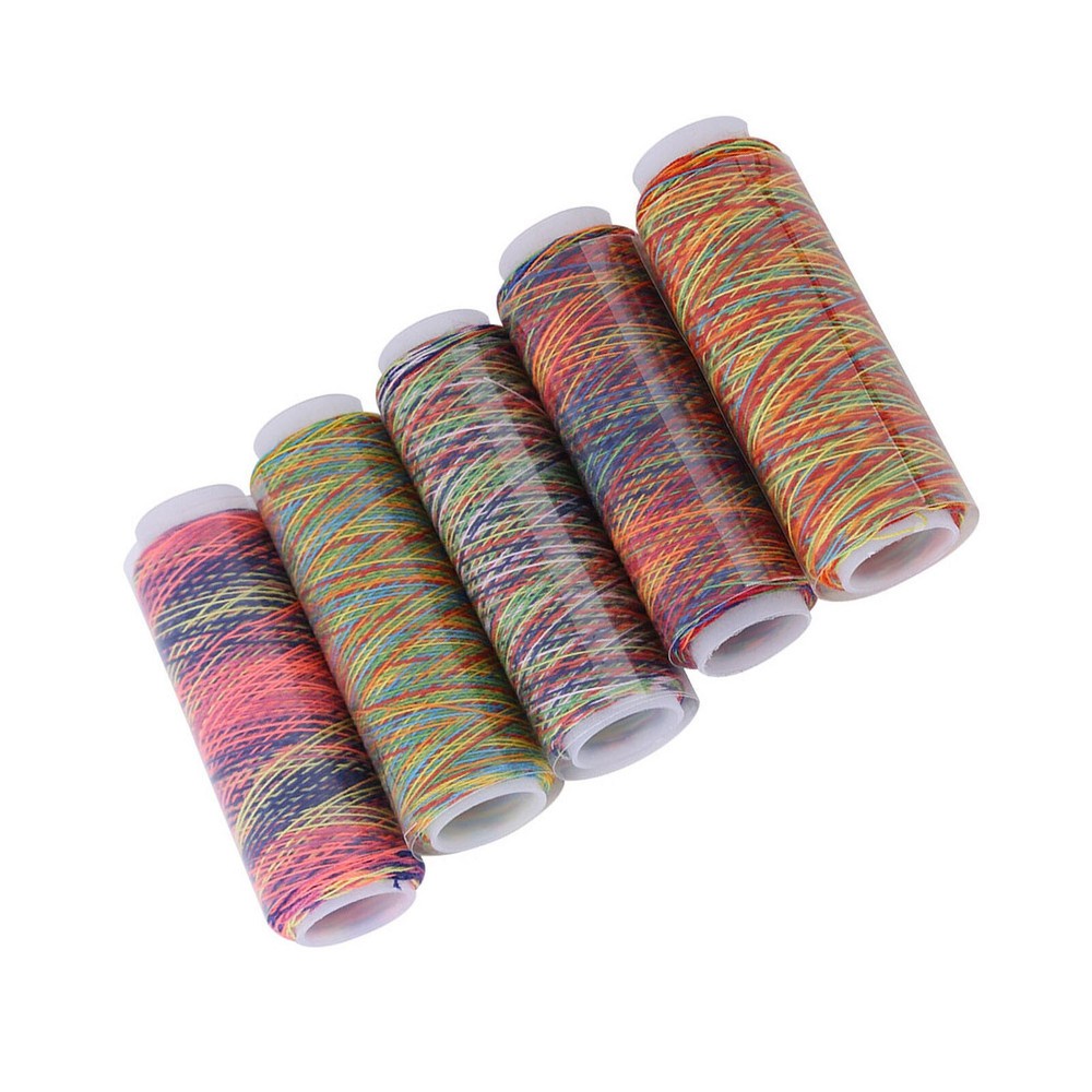 5pcs Multicolor Gradient Sewing Quilting Embroidery Thread Spools Garment