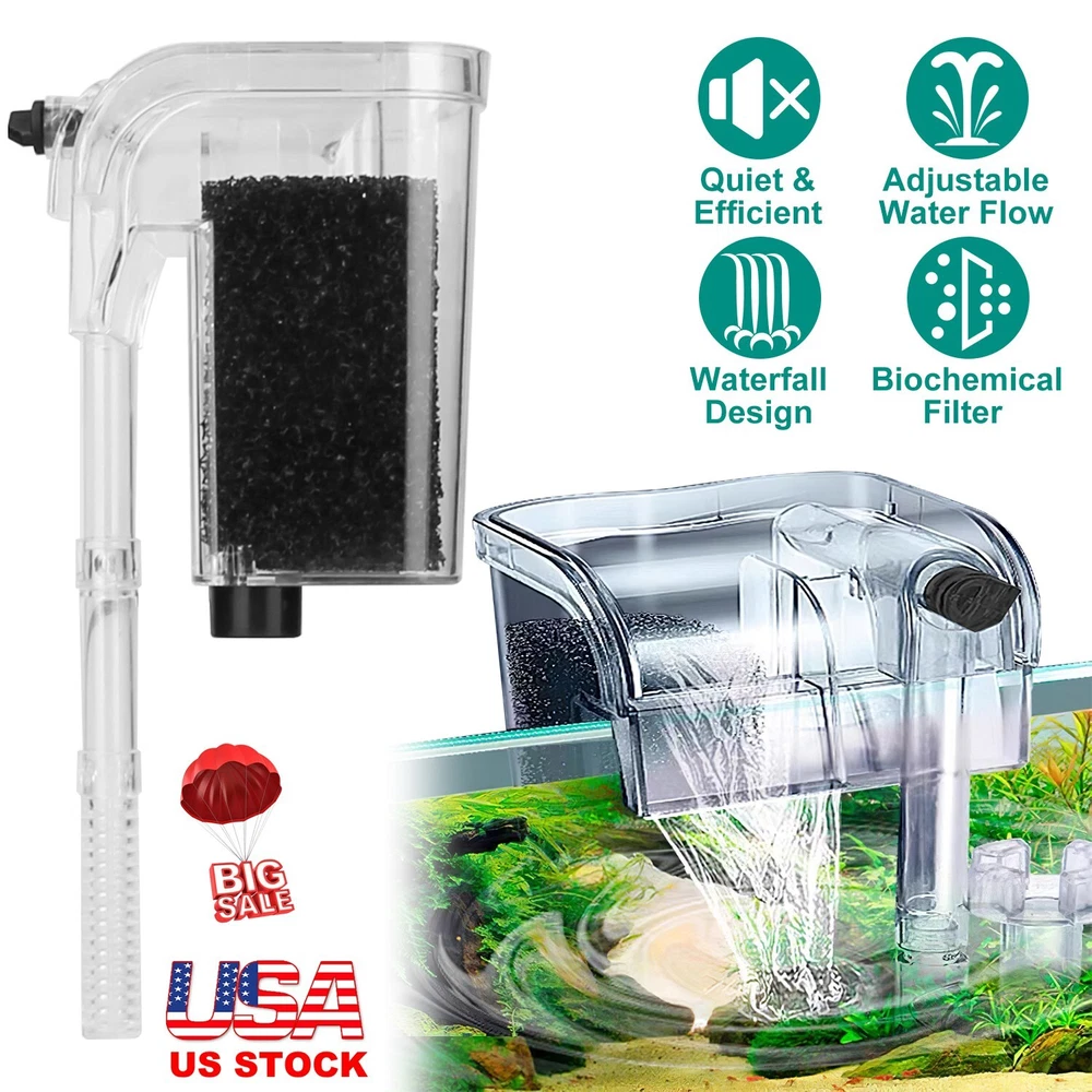 Aquarium Waterfall Filter Pump Fish Tank Hang External Oxygen Pump Water Filter