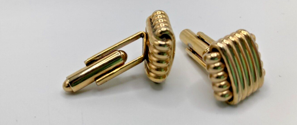 Square Knotted Gold Tone Cufflinks