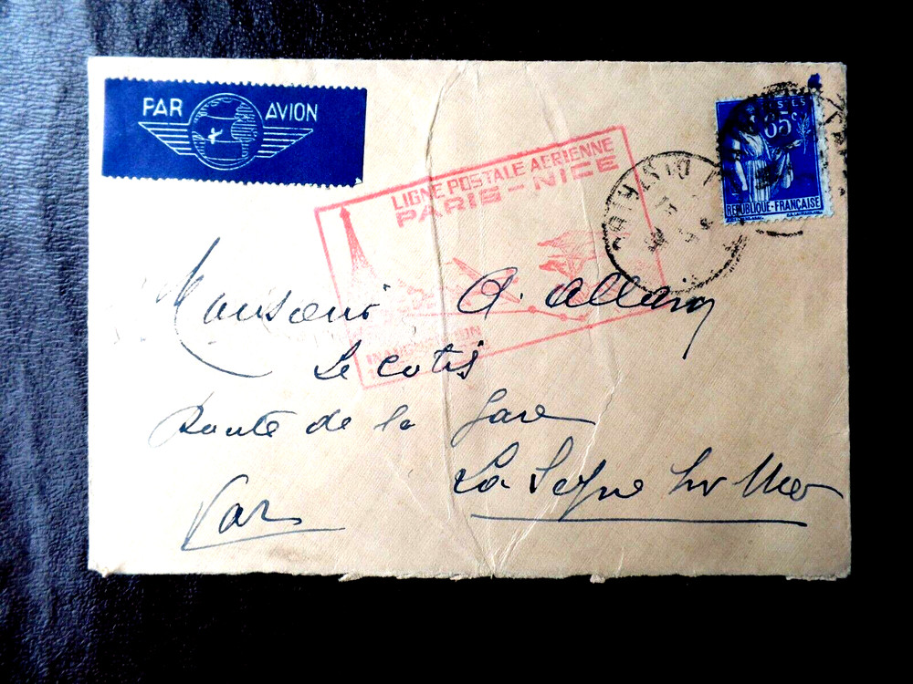 France Paris-Nice Airmail cachet