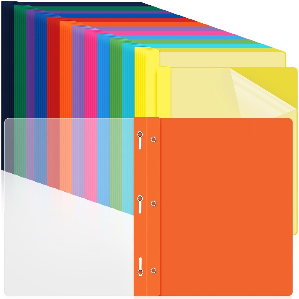 Feifeiya 72 Pack Plastic Report Covers, 3-Prong Presentation Folders Bulk