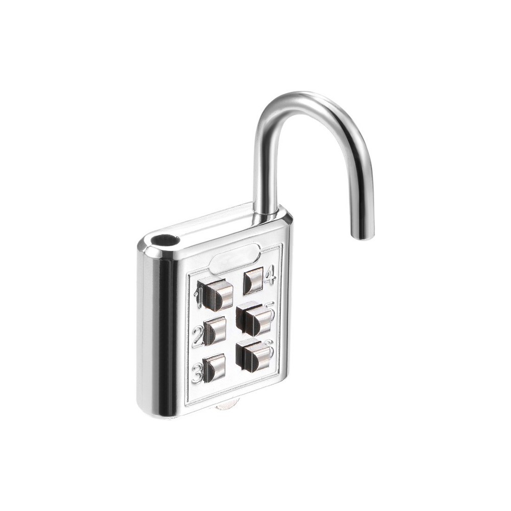 6-Digit Combination Padlock Push Button Lock for Locker Cabinet Silver Tone