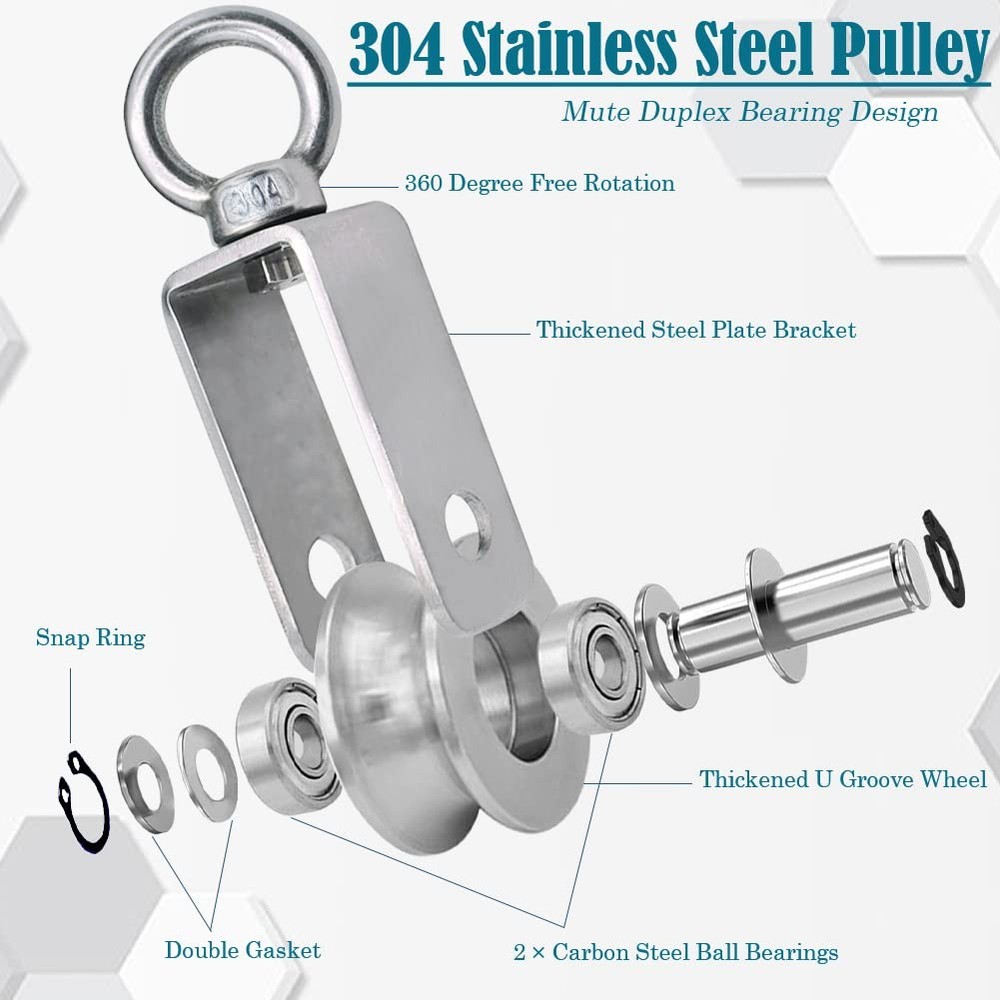 Cable Pulley Wheel Stainless Swivel 2 Pack New