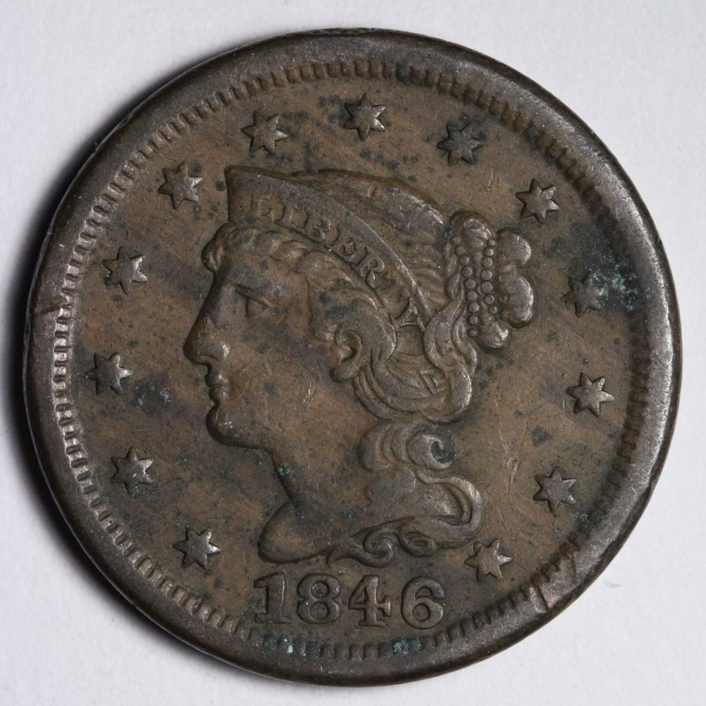1846 Braided Hair Large Cent XF E105 KVCN