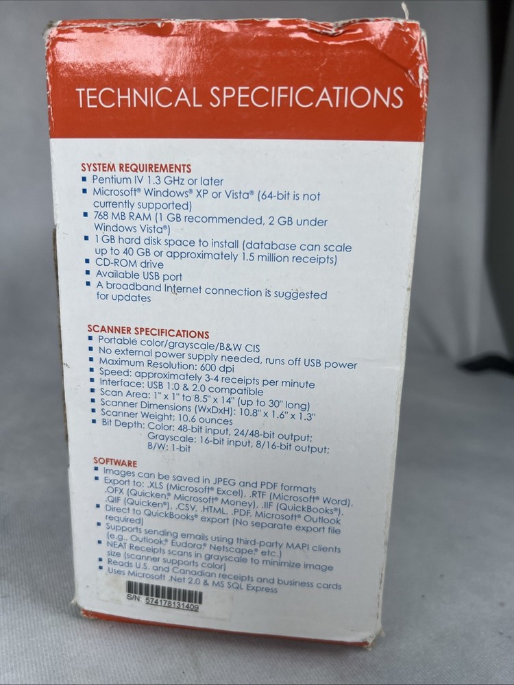 NeatReceipts Mobile Receipt and Document Scanner **No Disc**