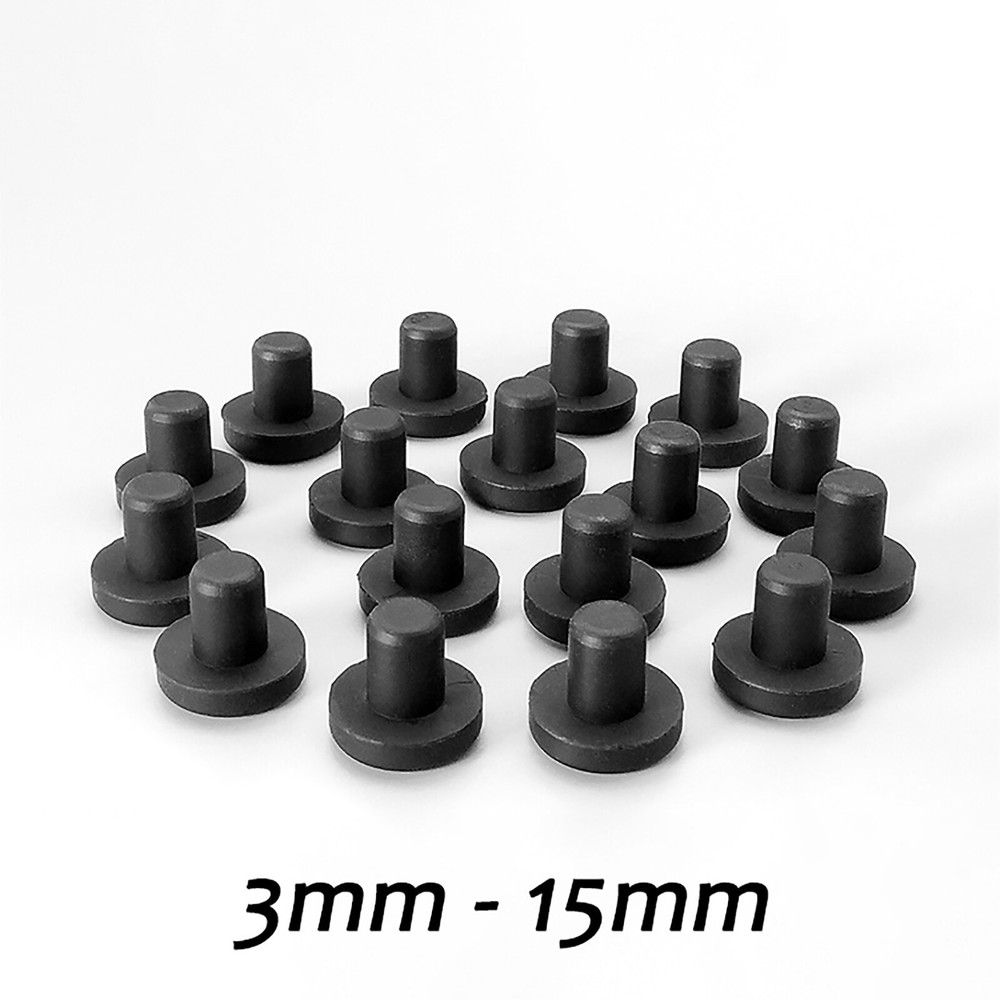 Round Solid Silicone Rubber Drill Hole Plugs Push In Compression Stem 3mm~15mm