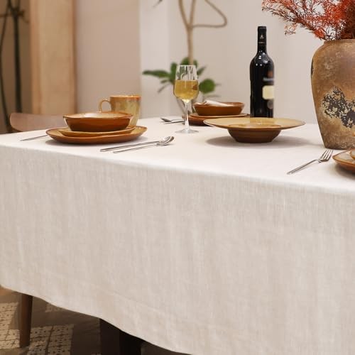 Linen Tablecloth 100% Pure Linen Table Cloth for Rectangle Tables Machine