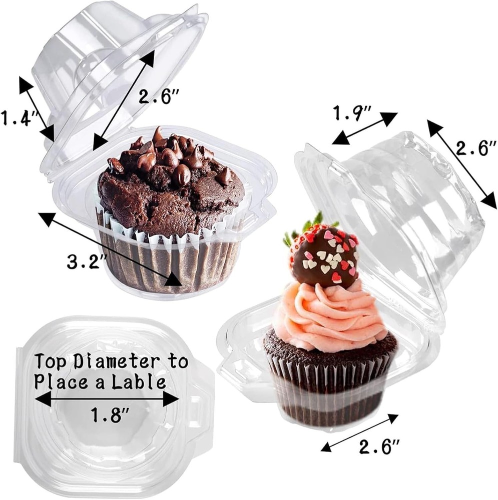 25 Pack Stackable Clear Plastic Cupcake Containers - Perfect for Parties