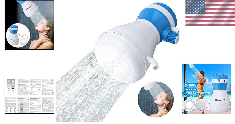 Durable Electric Water Heater Shower Head 5400W 110V Fast Hot Water for Home Use