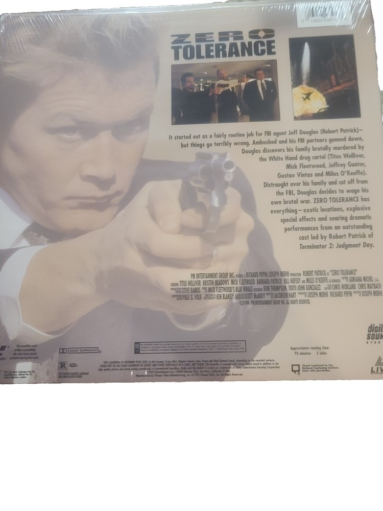 Zero Tolerance (Laserdisc, 1995) NEW SEALED MINT