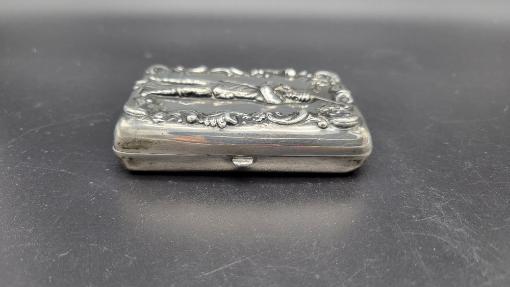 Antique Small Golfer Sterling Silver Cigarette Case