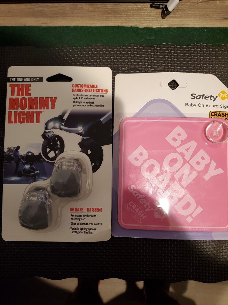 The Mommy Light Stroller Accessory GRAY 2 pack PLUS BABY on BOARD Sign