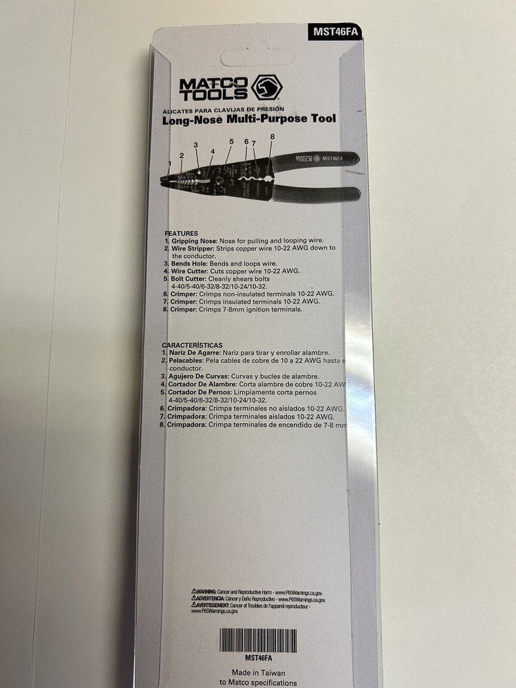 Matco Tools MST46FA Wire Stripper / Cutter / Crimper New in Pack