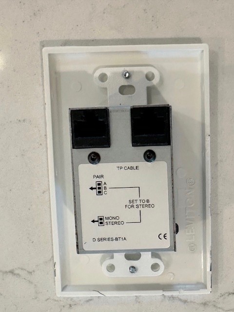 RDL D-BT1A Bluetooth Audio Interface Format-A RJ-45 Wall Plate Transmitter