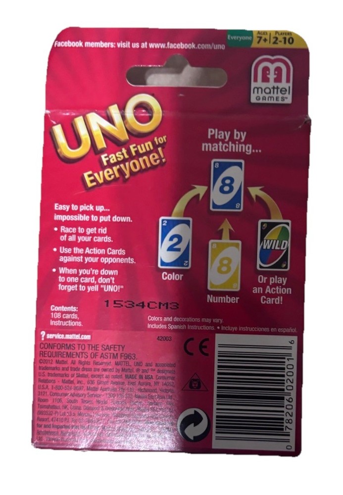 Mattel UNO Card Game 2012