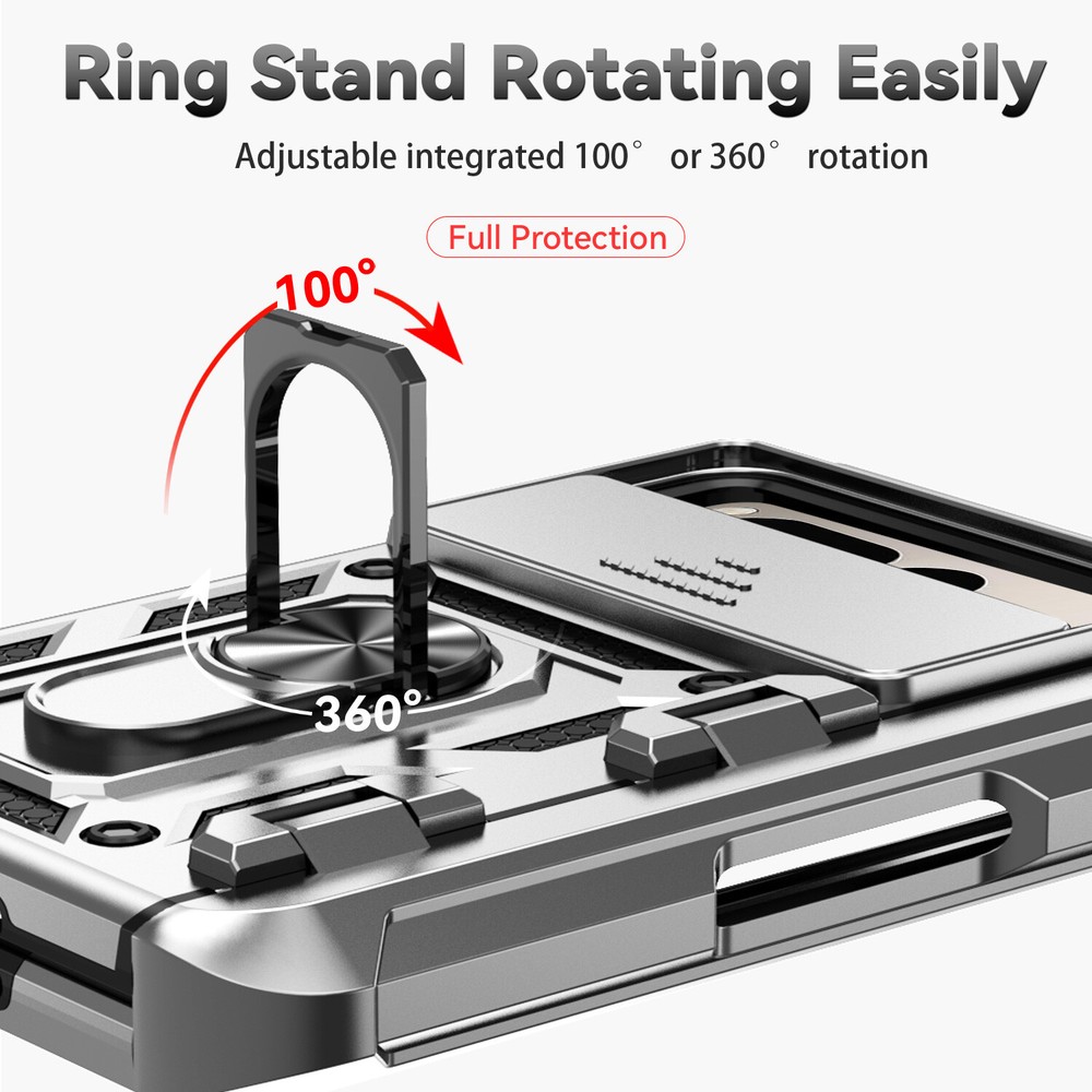 For Google Pixel Fold Heavy Duty Armor Kickstand Case W/ Slide Camera Protector