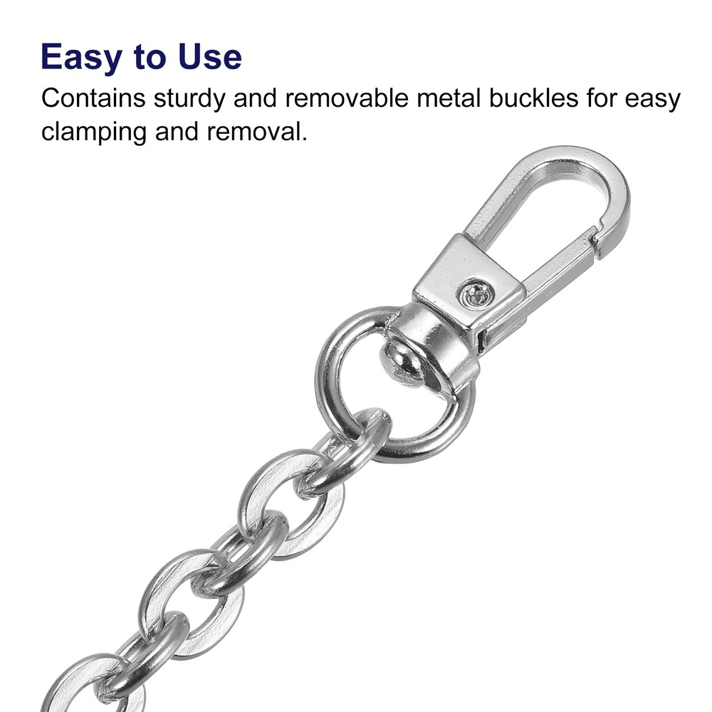 24"x0.24" Purse Chain Strap, Purse Handle Shoulder Replacement Strap(Silver)