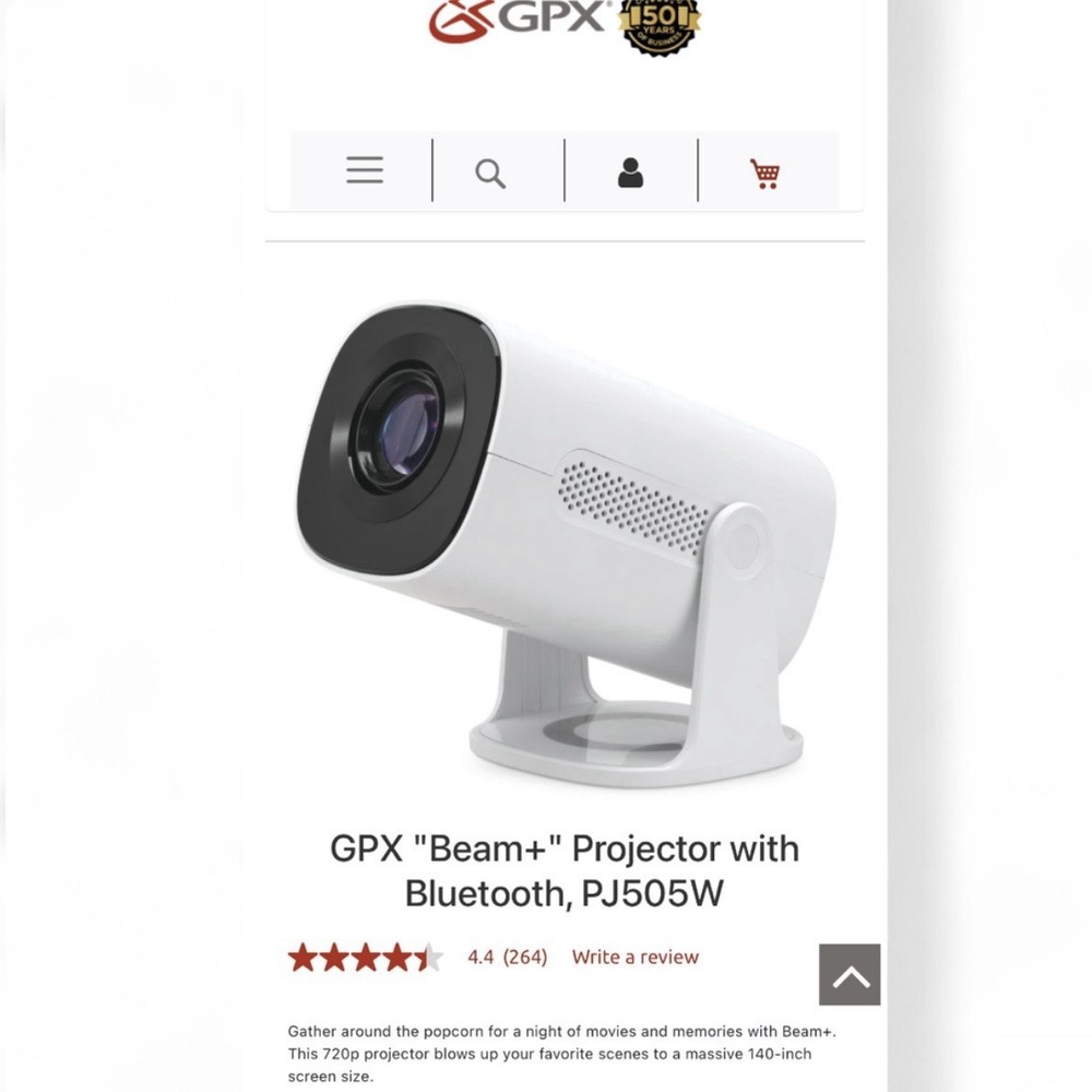 Brand New & Sealed GPX BEAM+ HD Projector with Bluetooth