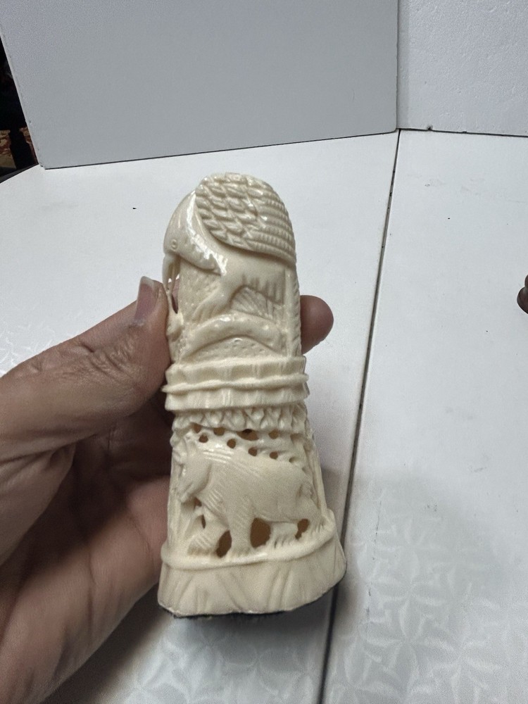 Stunning 3 Bone Hand Carved Decor