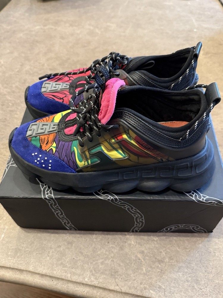 Versace Chain Reaction Black & Multicolor Trainers - Size 10
