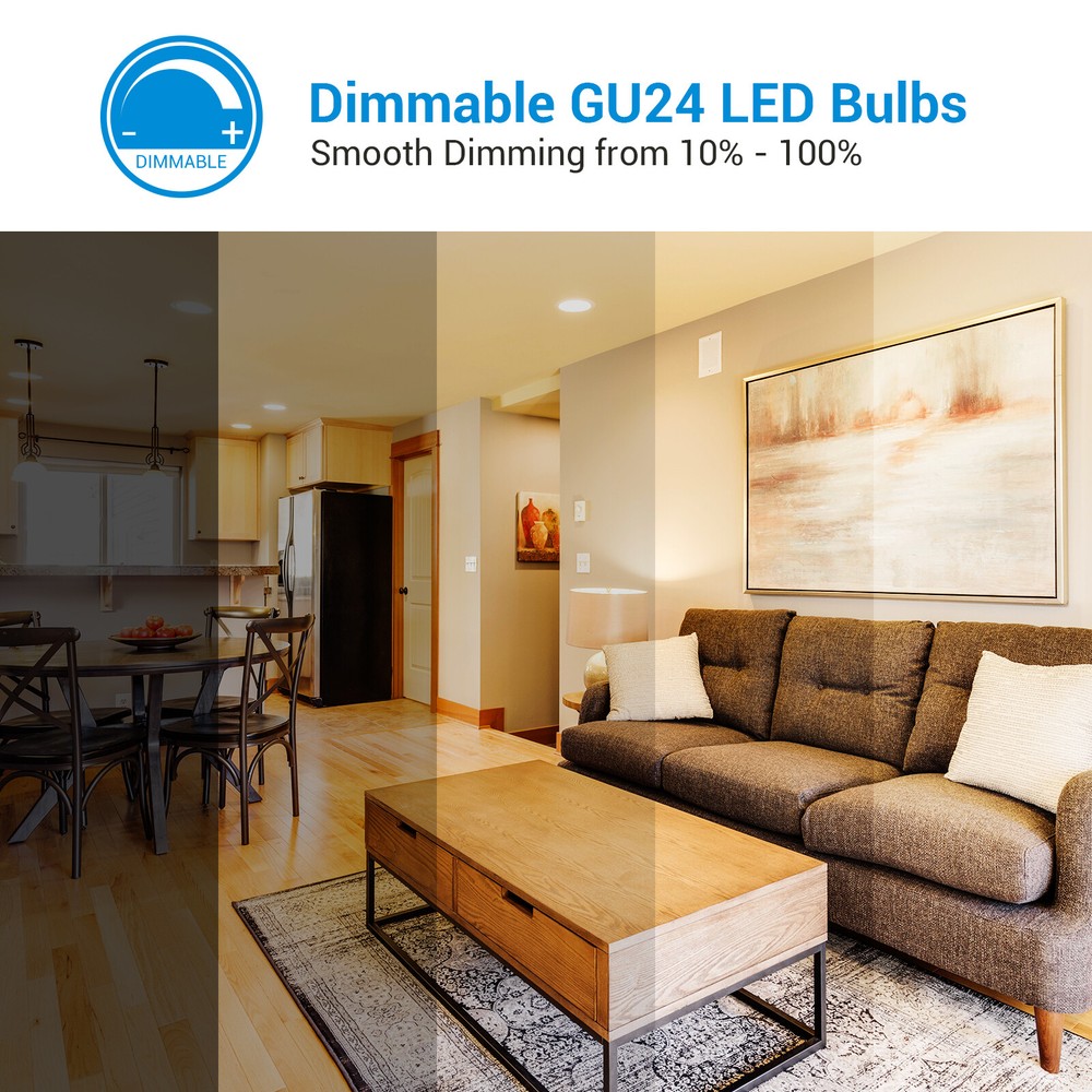 DEWENWILS GU24 LED Light Bulb, Dimmable 2 Prong Light Bulbs, Warm White, 4 Pack