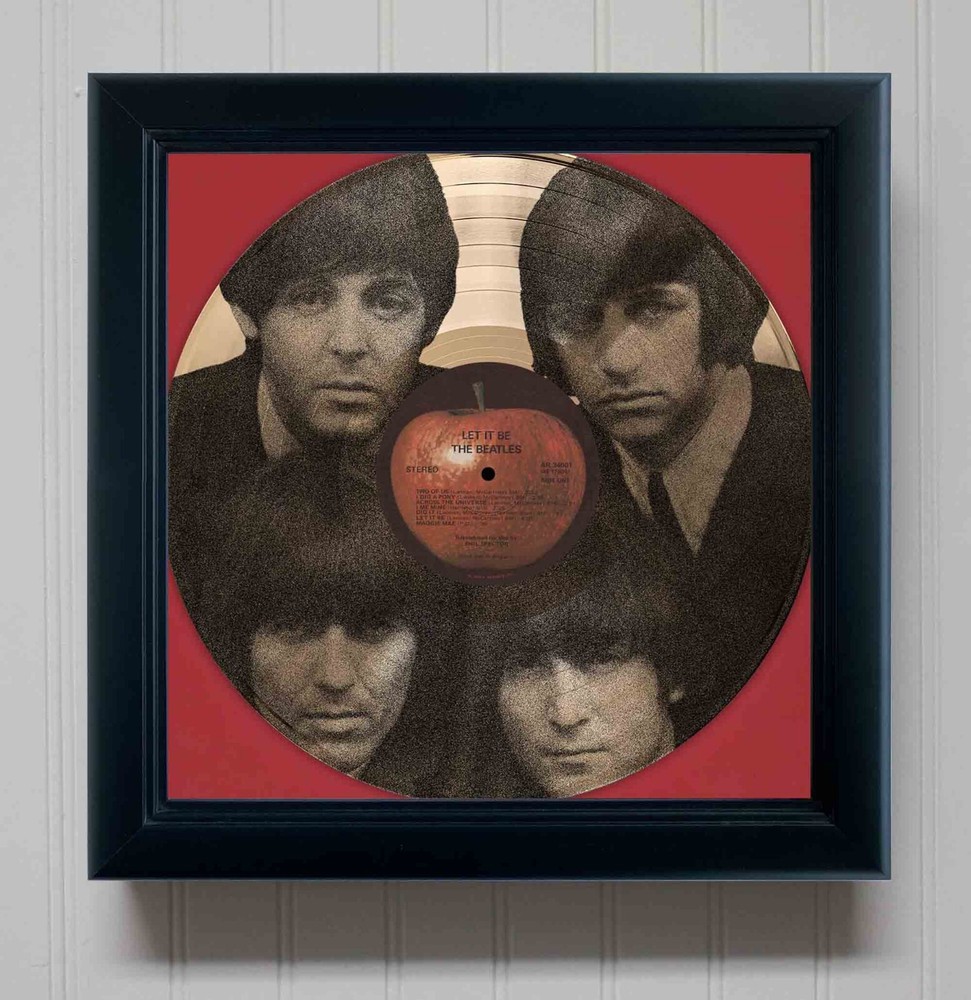 Beatles Let It Be Framed Gold Etched LP Shadowbox