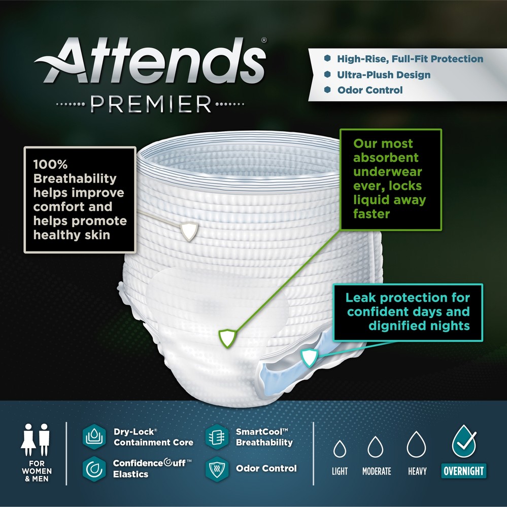 Attends Disposable Underwear Medium Overnight 18 Ct