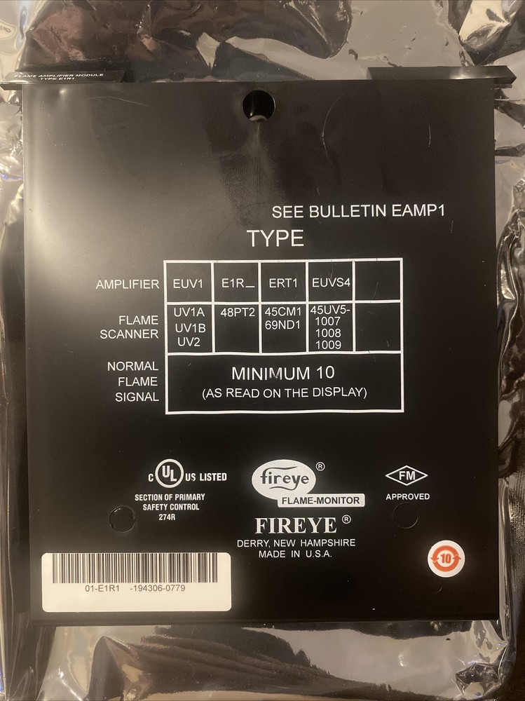 FIREYE E1R1 / INFRARED AUTO CHECK FLAME AMPLIFIER MODULE / NEW!!!🇺🇸🇺🇸