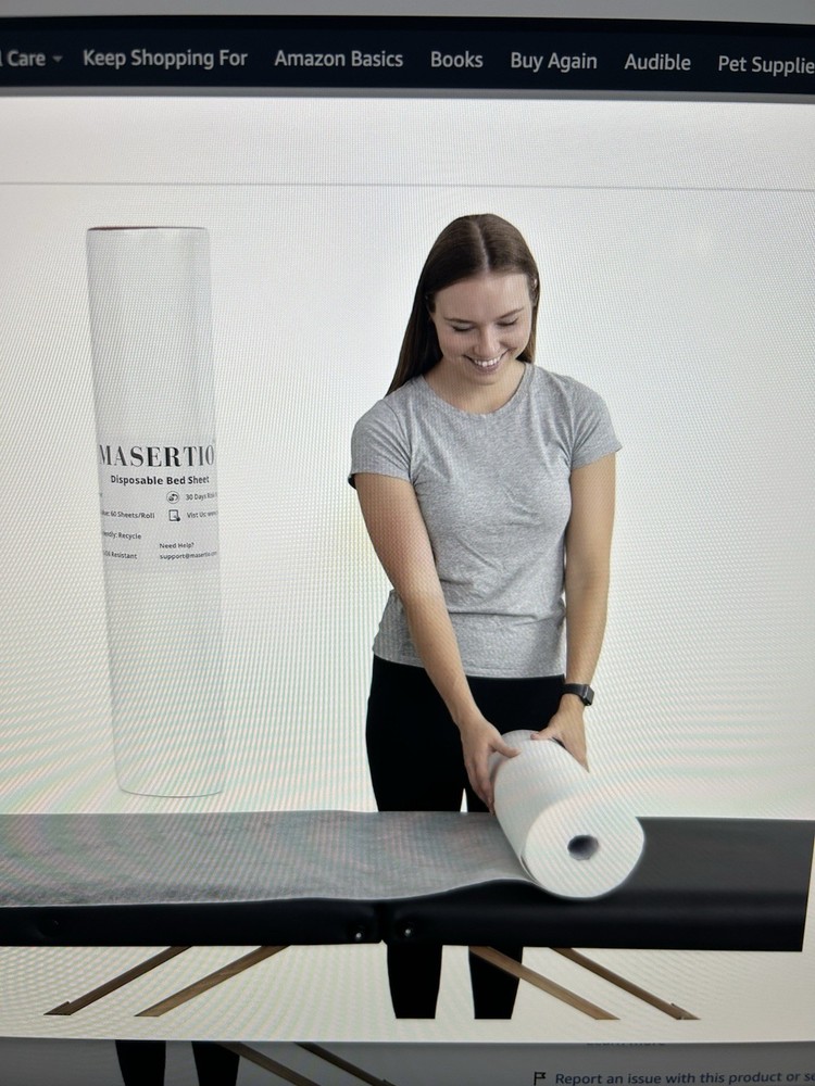 MASERTIO Disposable Bed Sheets. 1 Roll 60 Sheets Read!