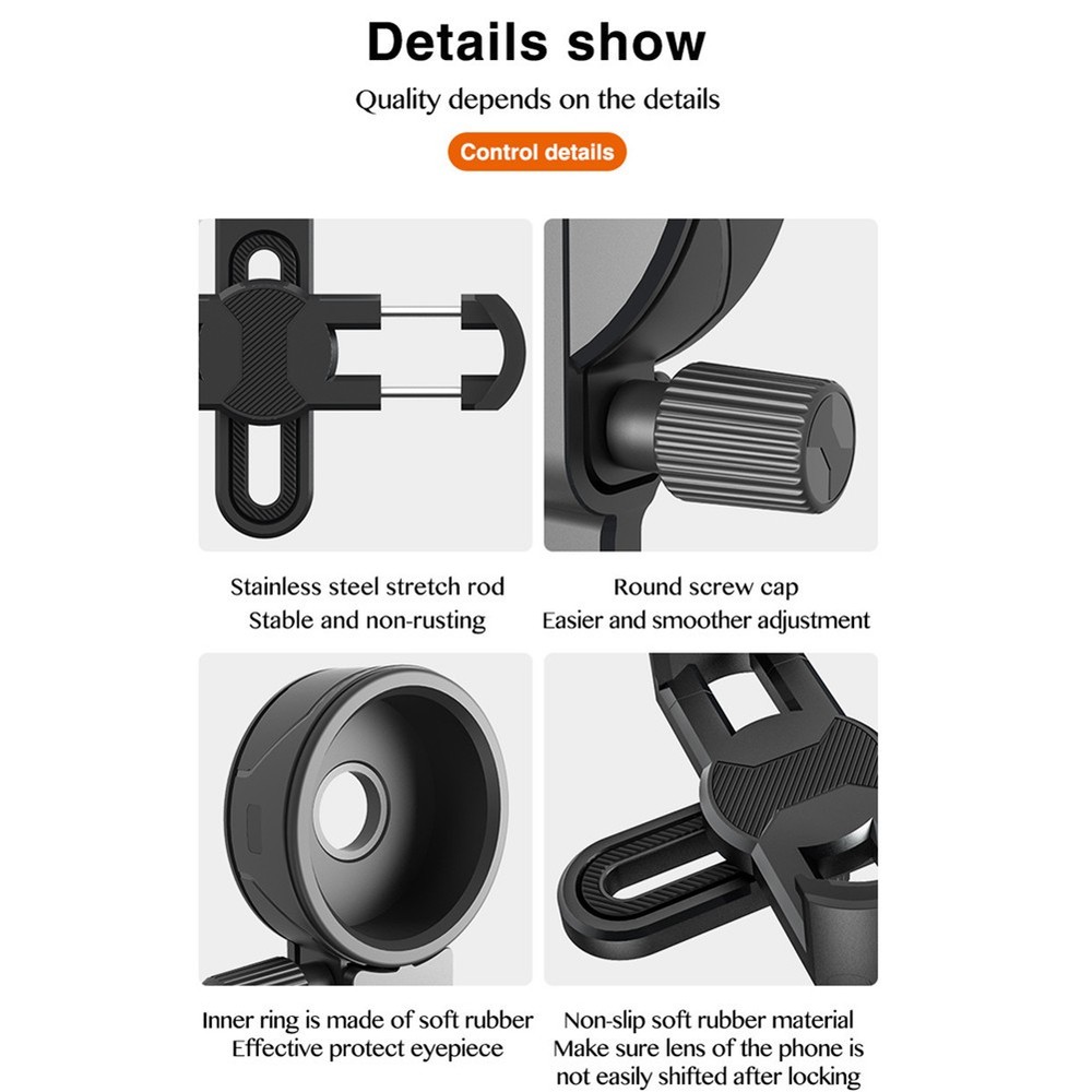 Flexible Phone Camera Clip Mount Spotting Scope Adapter Precise Focusing