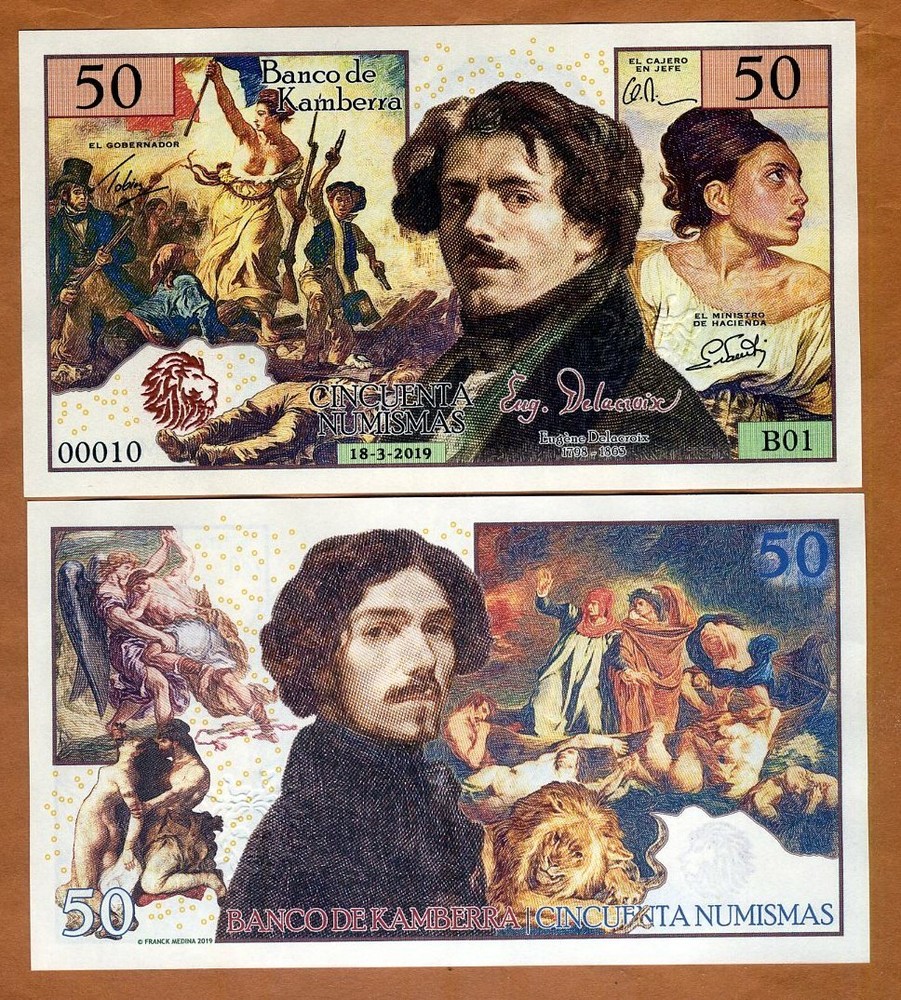 Kamberra, 50 Numismas, 2019, UNC Eugene Delacroix