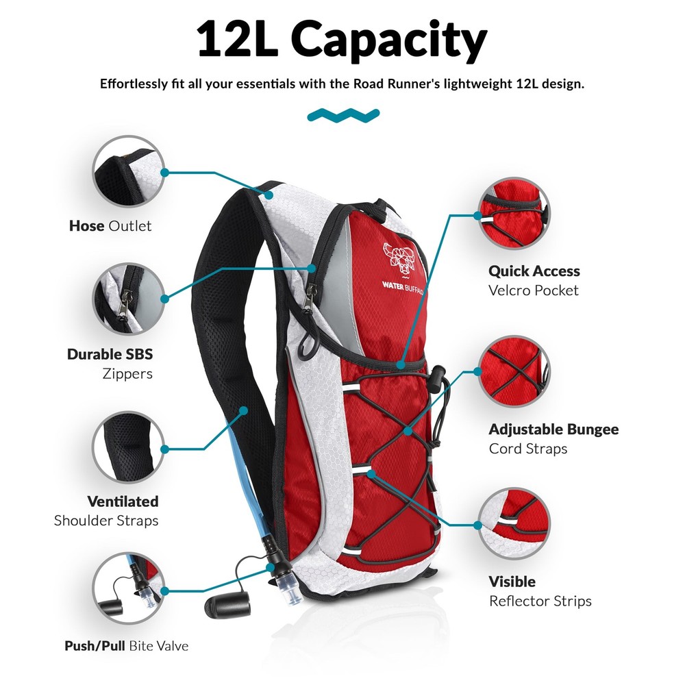 Road Runner Hydration Backpack – Lightweight Water Backpack with 2L Bladder -...