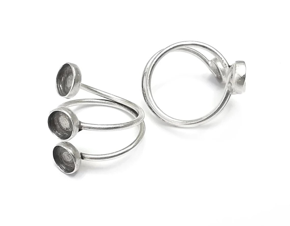 Wrap Ring Blank Setting, Cabochon Mounting, Adjustable Resin Ring Base Bezels