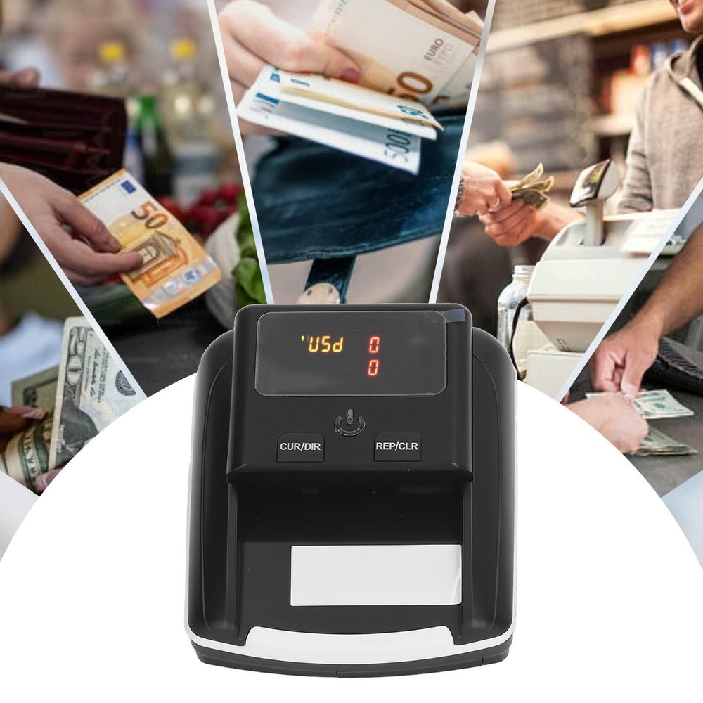 US Plug Automatic Banknote Detector Portable USD EUR Count Machine Counterfeit B
