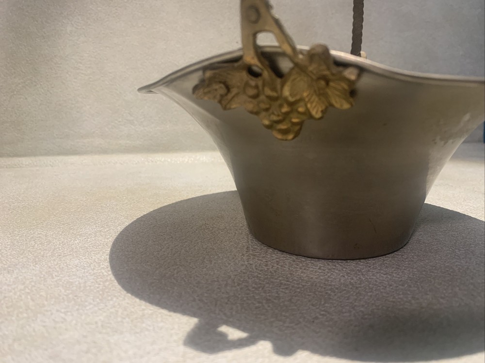 Vintage Solid Brass Basket Ornate Foldable Handle India Decor Flowers