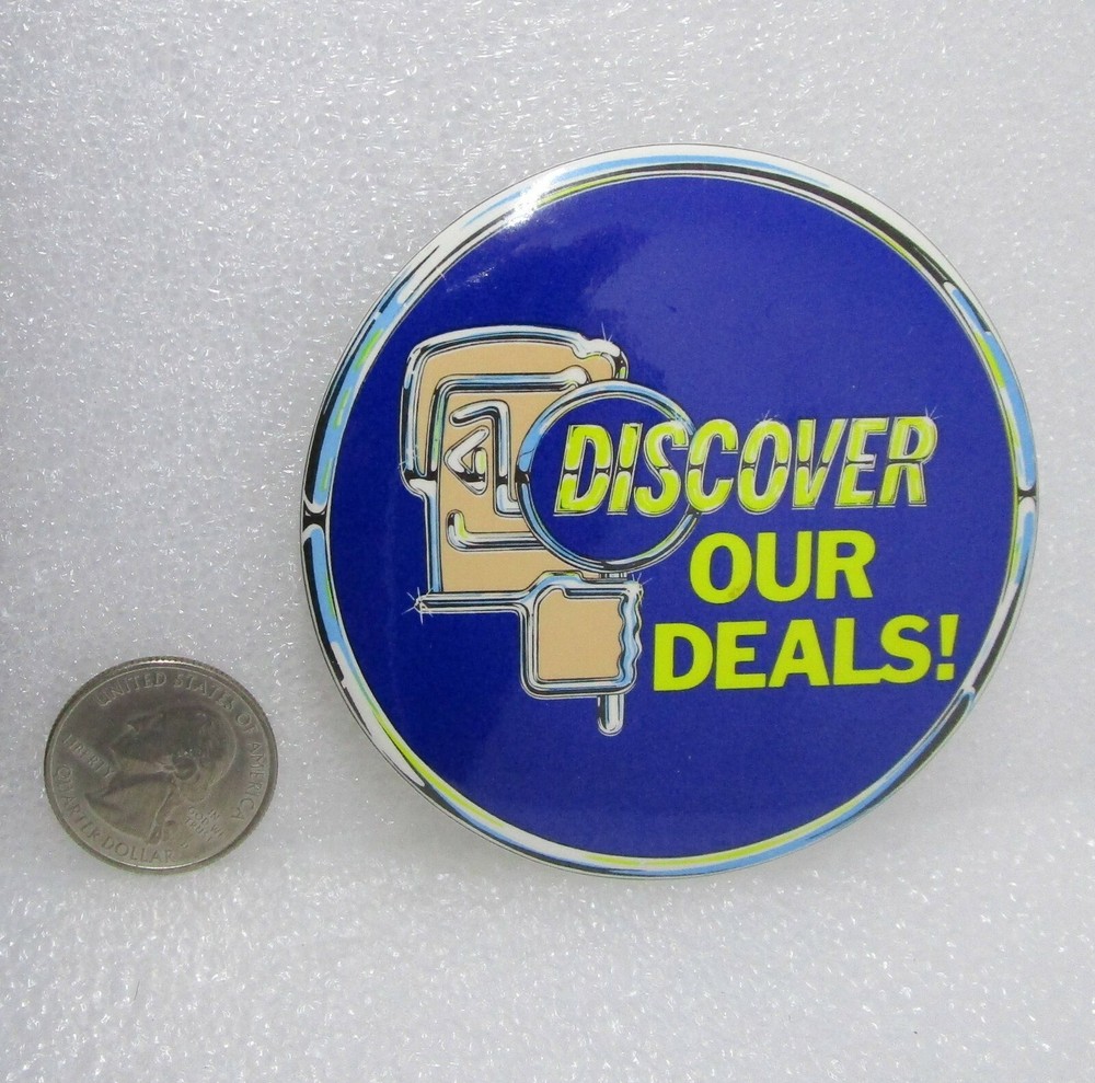 Discover Our Deals Button Pin