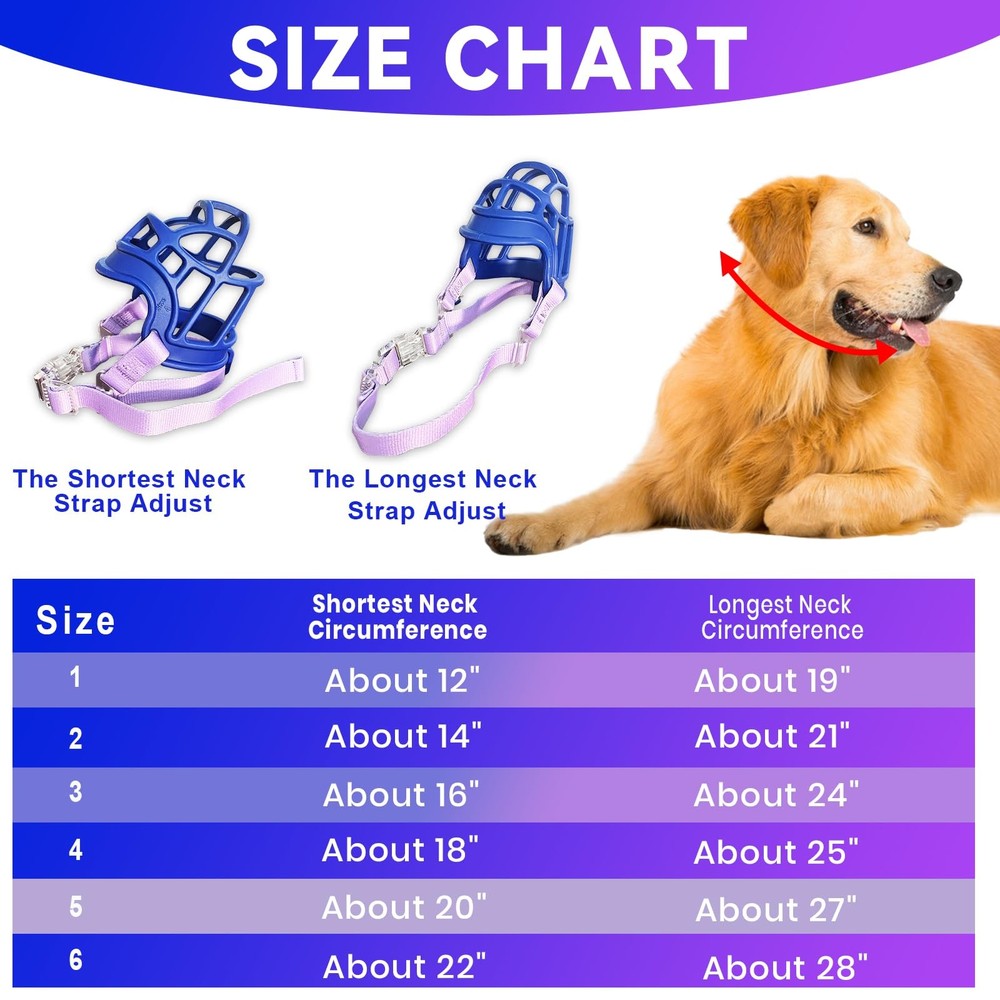 Basket Muzzle Allows Panting Drinking - Anti Biting Chewing, Sturdy Lightweig...