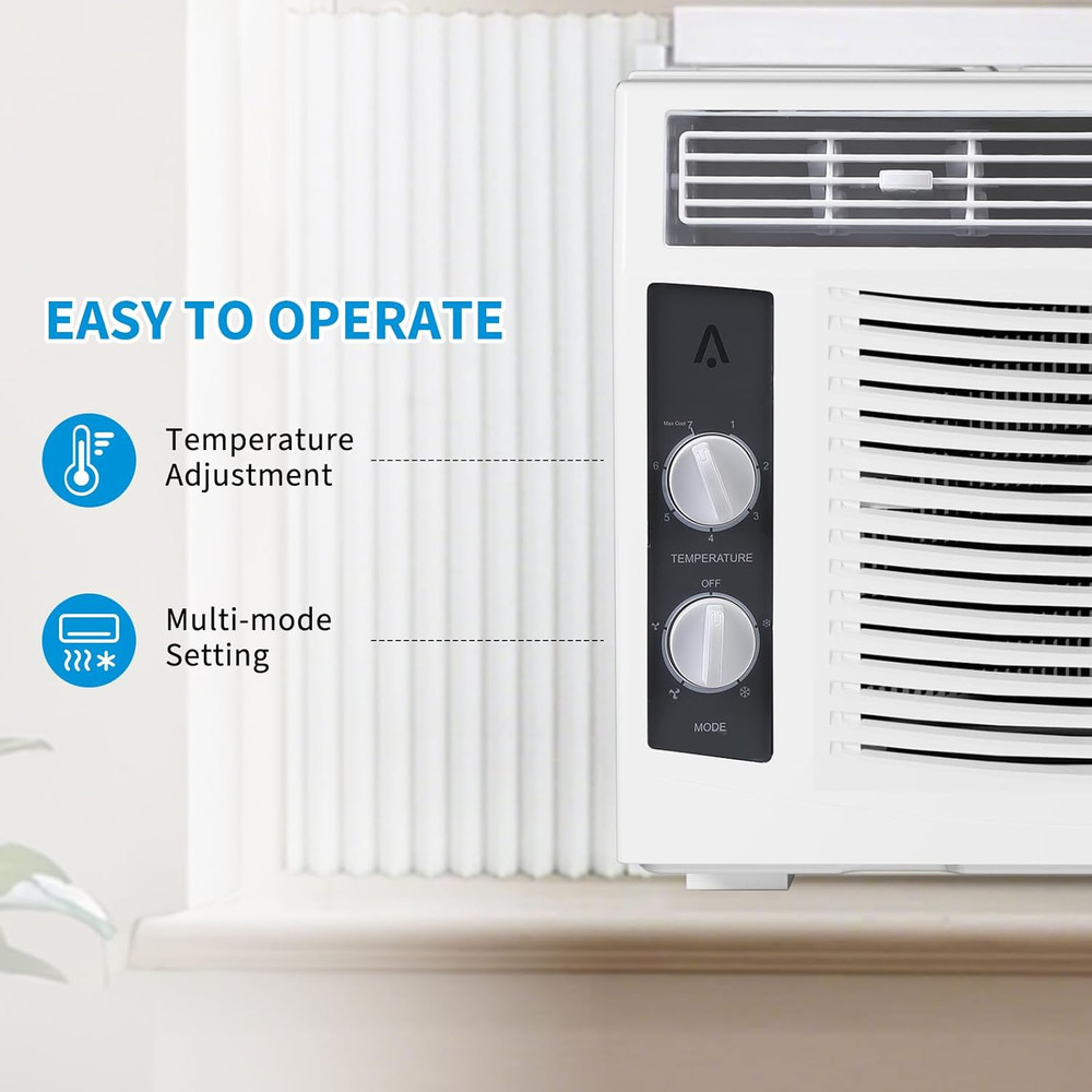 5000 BTU Window AC Unit - Quiet, Energy-Efficient Cooling with Remote Control