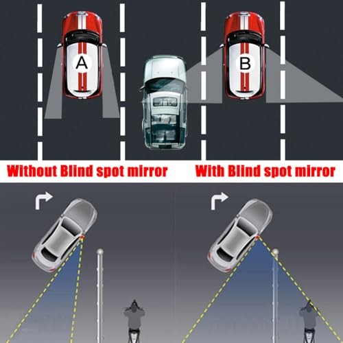 Suction Cup Blind Spot Mirror, HD Glass Frameless Removable Convex Rectangular