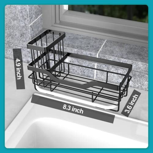 Sponge Holder for Kitchen Caddy Sink Organizer, Multifunctional Mattle Black