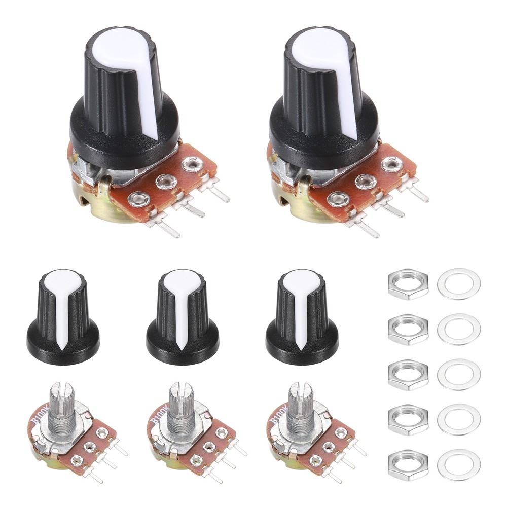 5Pcs WH-148 Potentiometer 3Pins B100K±20% Ohm Variable Resistor with 5 Knobs