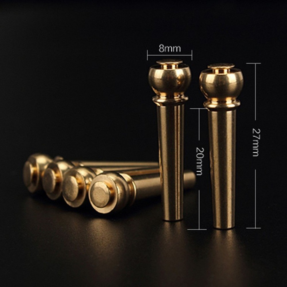 6Pcs Acoustic Guitar Brass Bridge Pins Brass Cone String Dot Solid String Nails